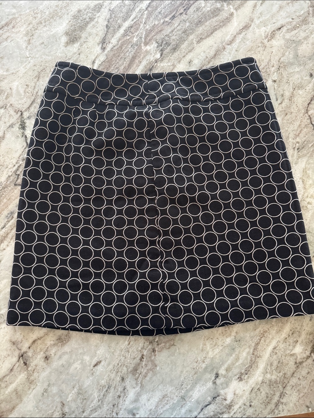 LOFT Black Mini Skirt with White Circle Pattern